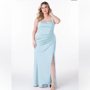 Azazie Sky Blue Satin Dress